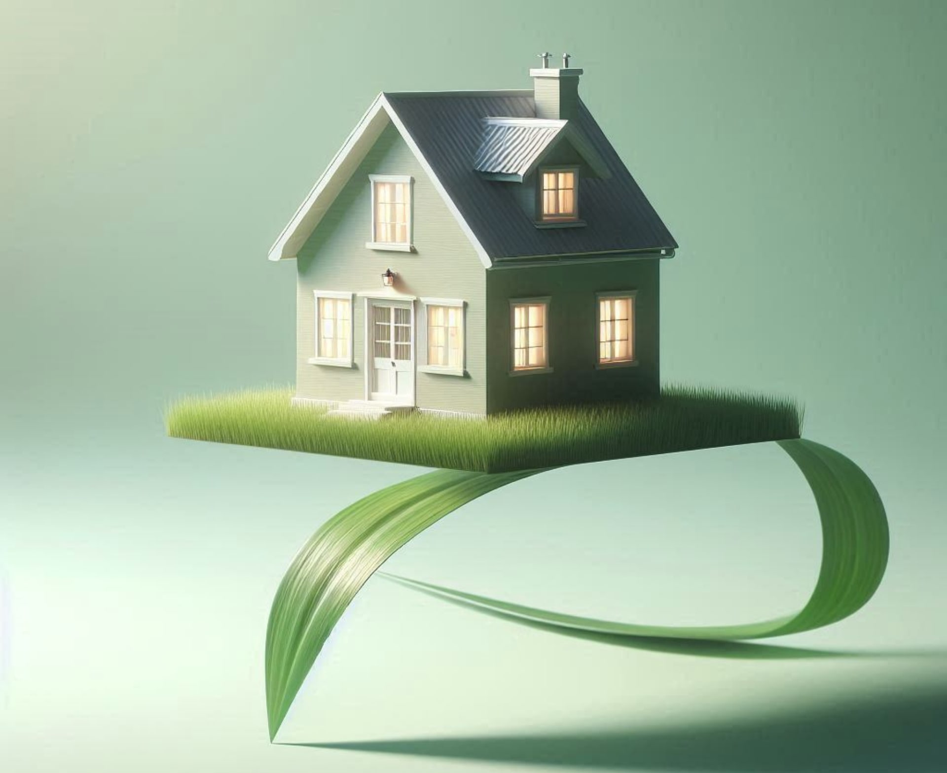 Une maison sur un brin d'herbe